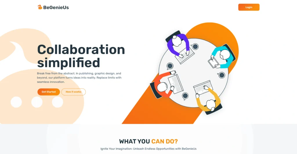 BeGenieUs interface showing homepage