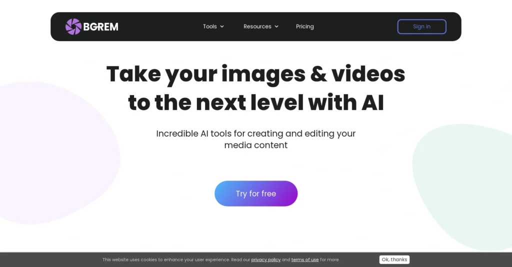 BgRem interface showing homepage