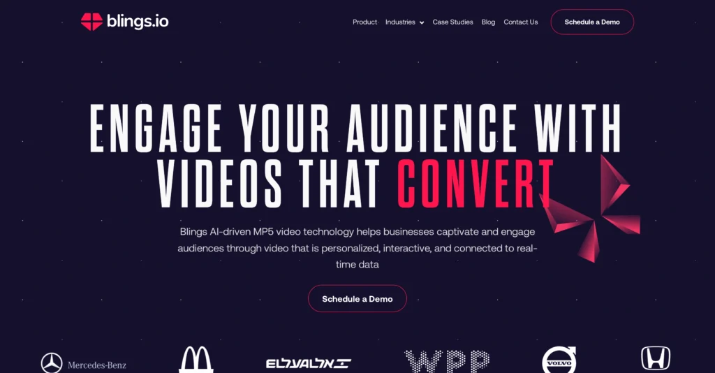 Blings interface showing homepage