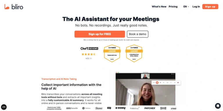 Bliro - Bot-free AI Meeting Assistant