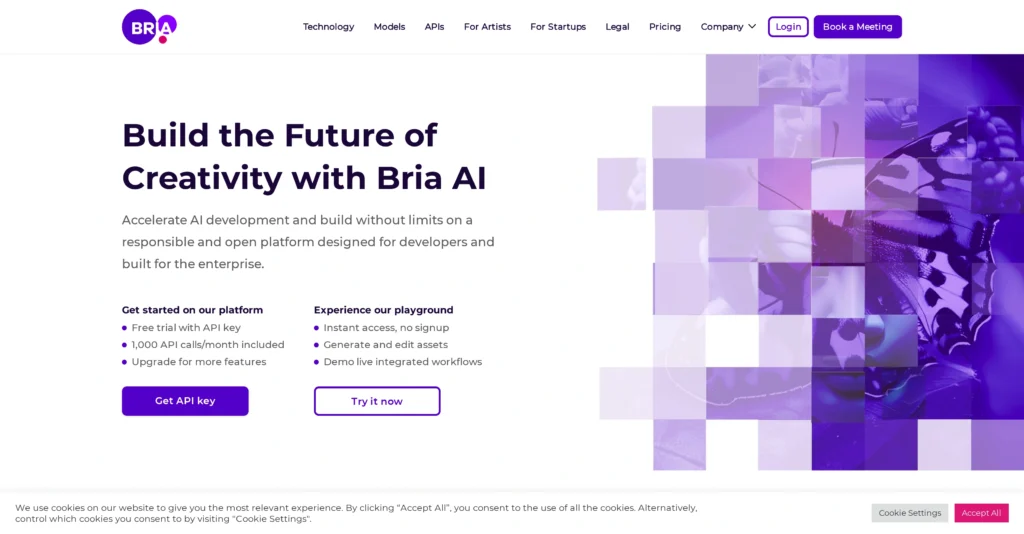 Bria interface showing homepage
