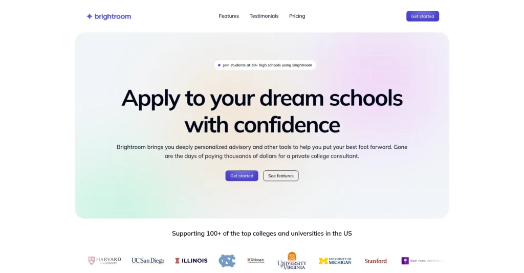Brightroom AI interface showing homepage