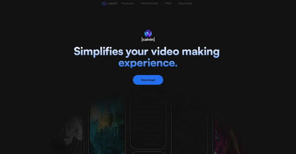 Calvin - AI Shorts Maker interface showing homepage