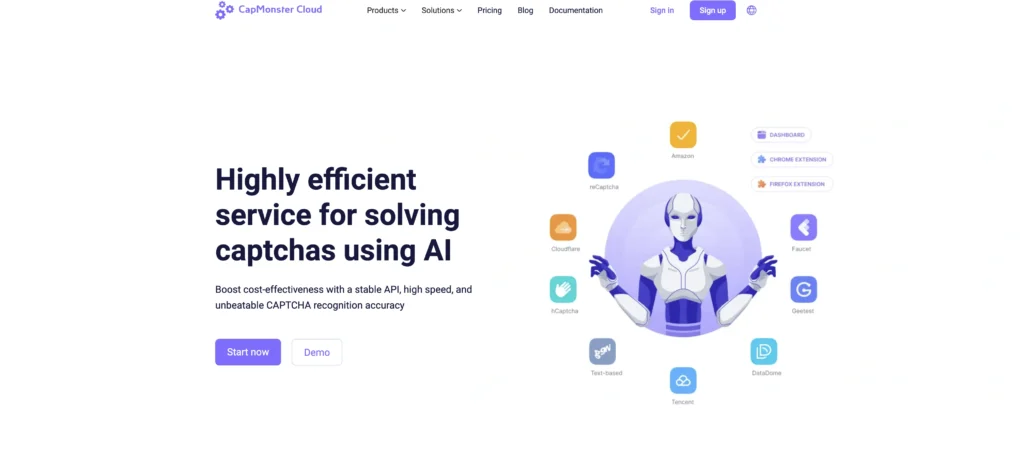 Capmonster interface showing homepage