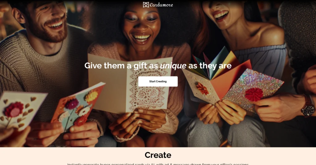 Cardamore interface showing homepage