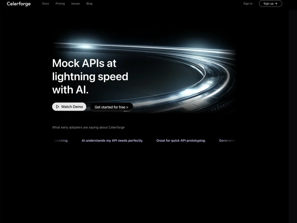 Celerforge interface showing homepage