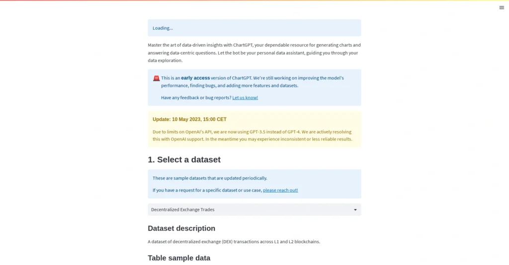ChartGPT Cadlabs interface showing homepage