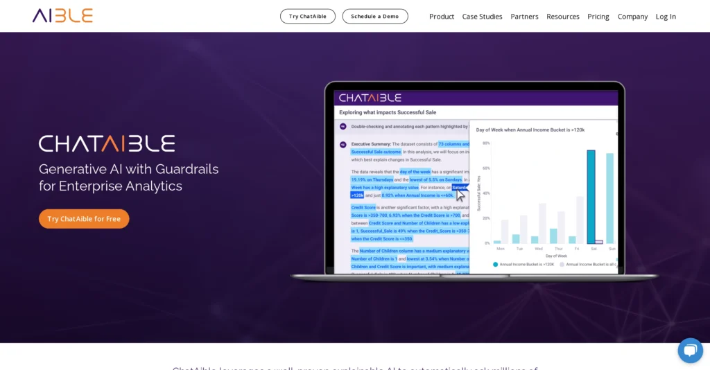 ChatAible interface showing homepage