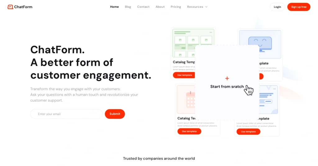 ChatForm interface showing homepage