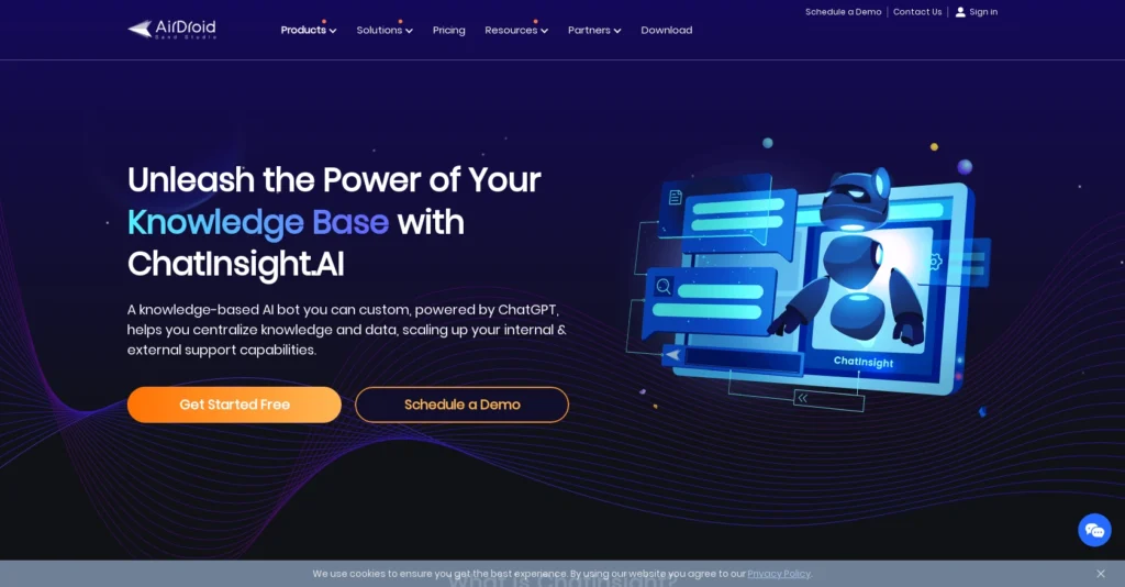 ChatInsight interface showing homepage