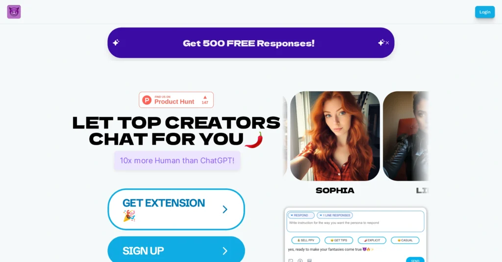 ChatPersonaAI interface showing homepage
