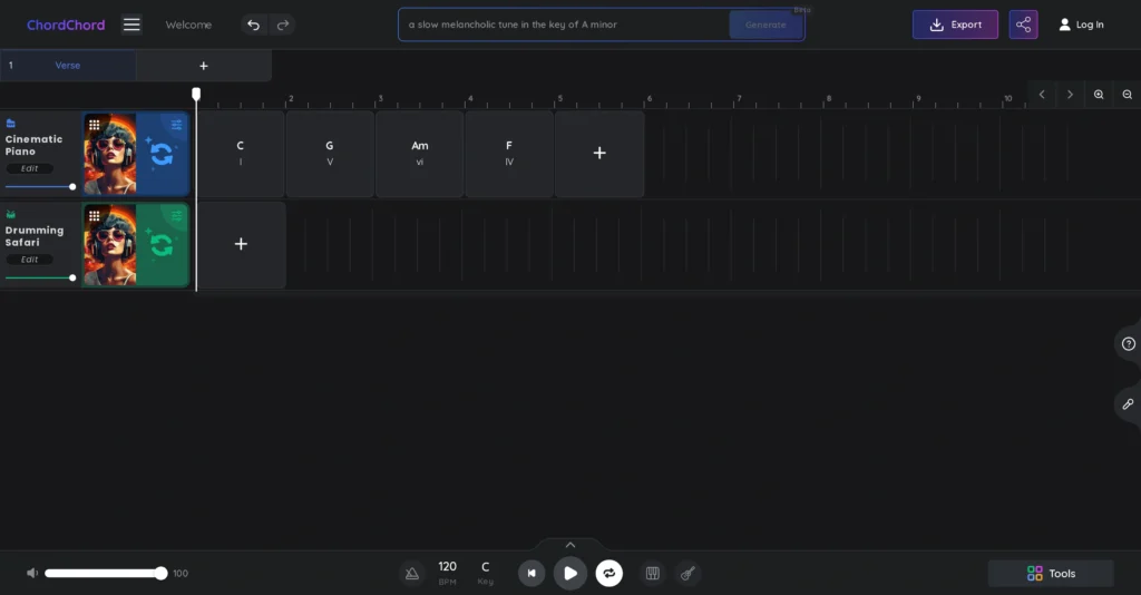 ChordChord interface showing homepage