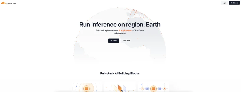 CloudflareAI interface showing homepage