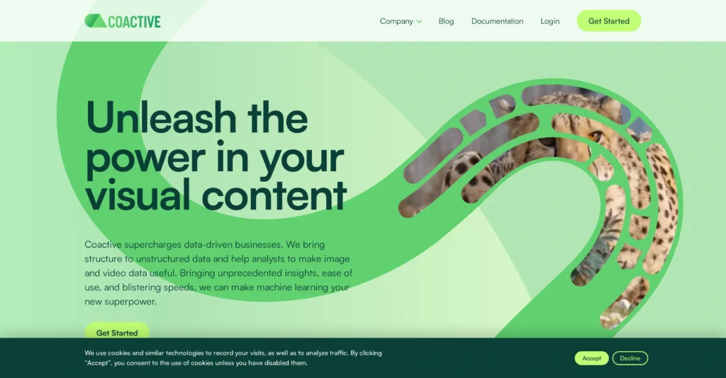 Coactive interface showing homepage