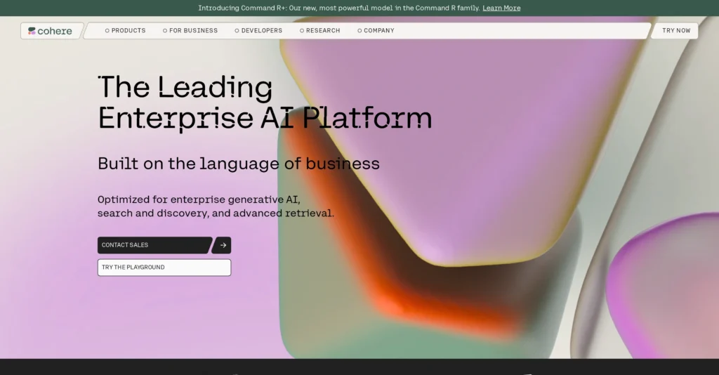 Cohere interface showing homepage