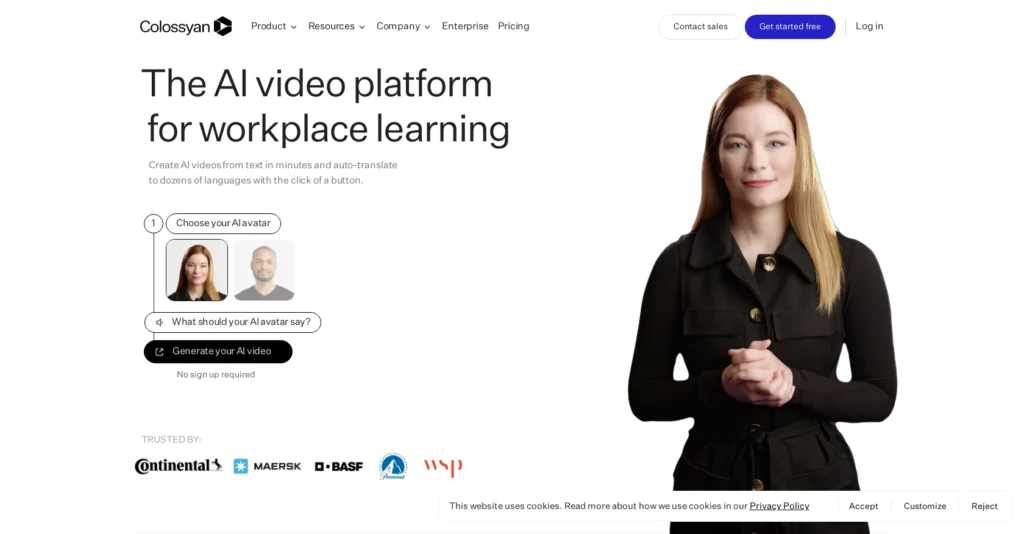 Colossyan interface showing homepage