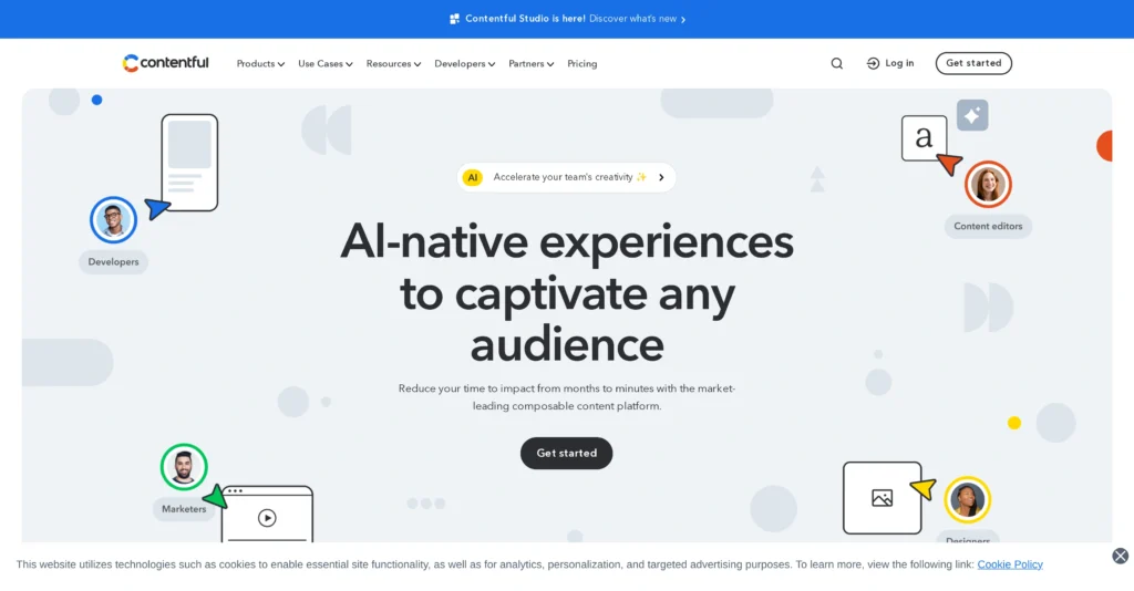 Contentful interface showing homepage