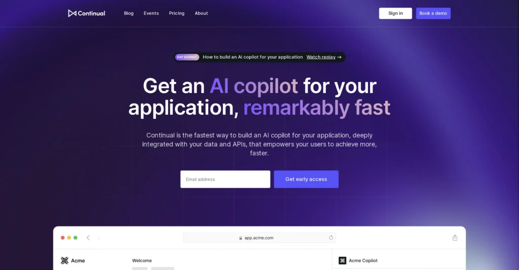 Continual interface showing homepage