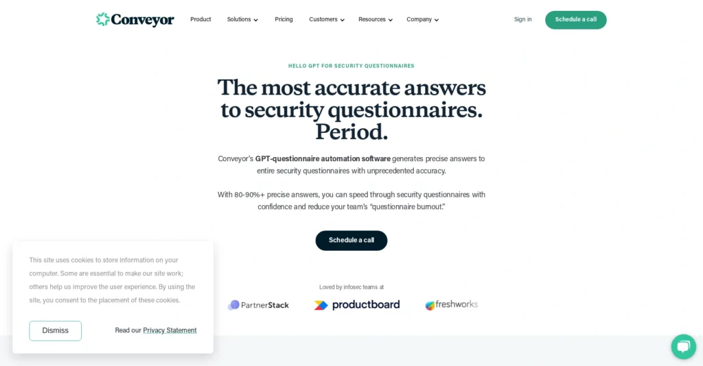 Conveyor interface showing homepage
