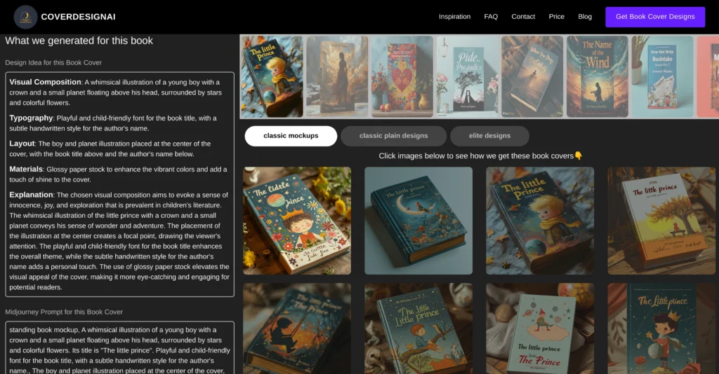 CoverDesign AI interface showing homepage