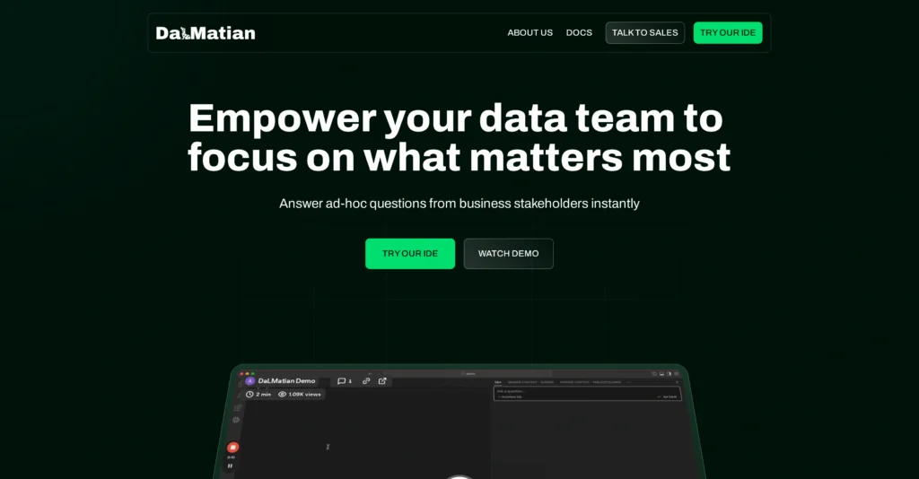 DaLMatian interface showing homepage
