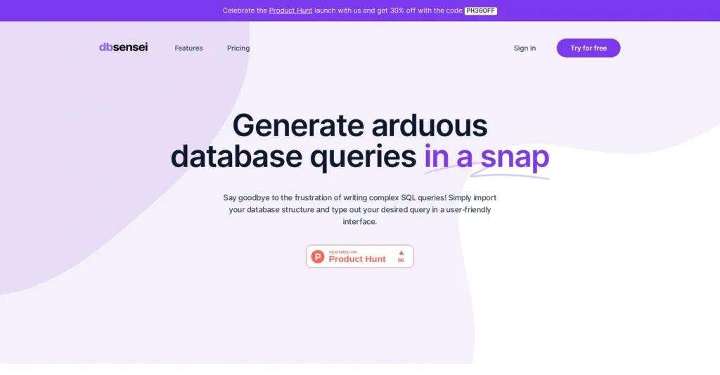 dbsensei interface showing homepage