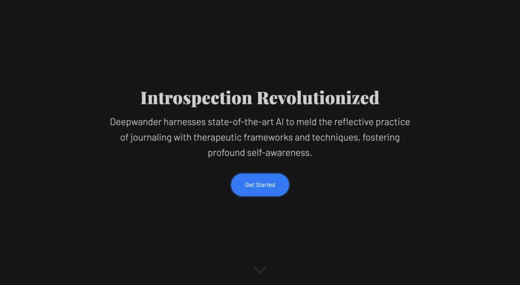 Deepwander interface showing homepage