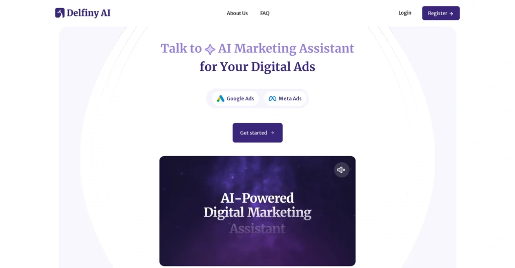 Delfiny AI interface showing homepage