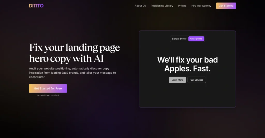 Dittto interface showing homepage