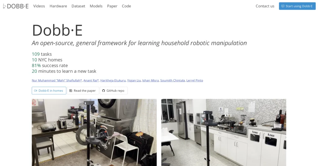 Dobb-E interface showing homepage