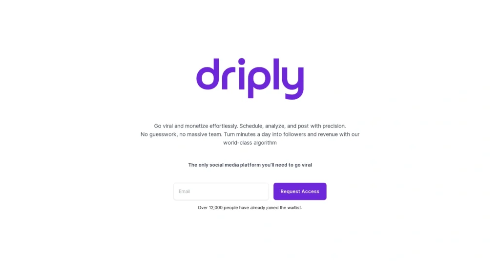 Driply interface showing homepage