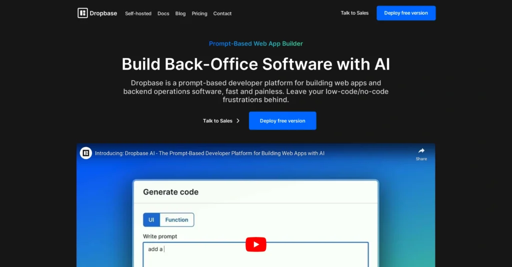 Dropbase AI interface showing homepage
