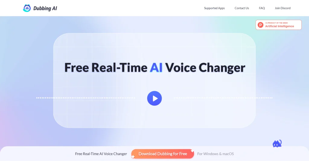 Dubbing AI interface showing homepage