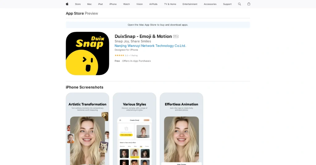 DuixSnap interface showing homepage