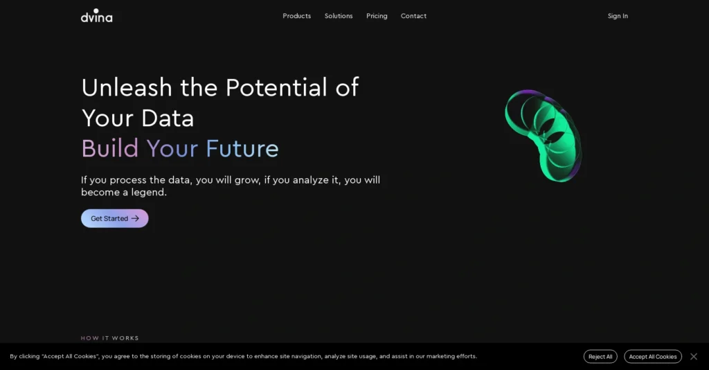Dvina interface showing homepage