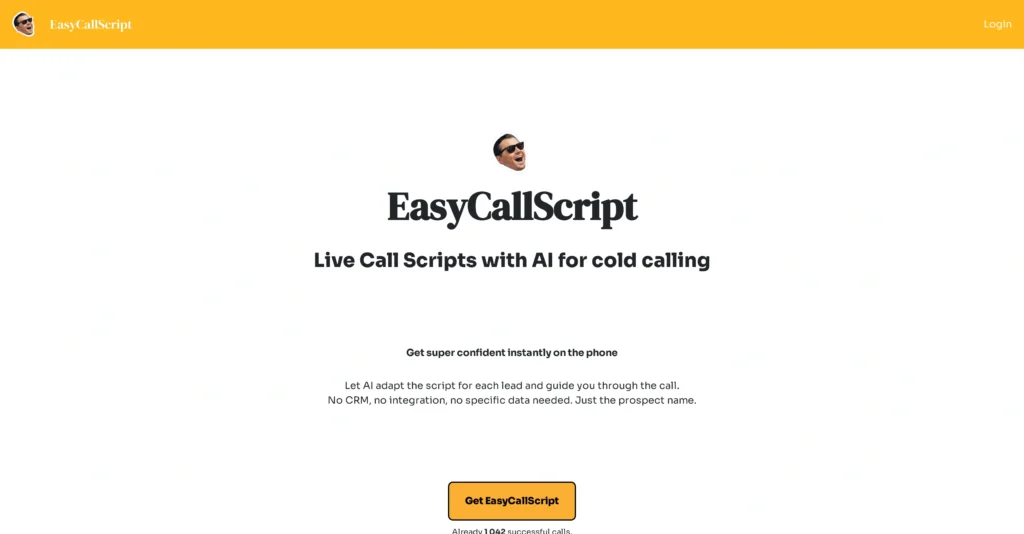 EasyCallScript interface showing homepage