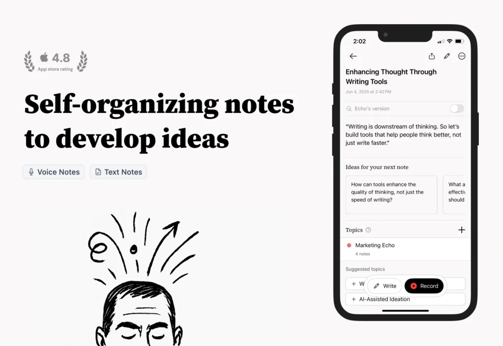 Echo | Idea Processor interface showing homepage