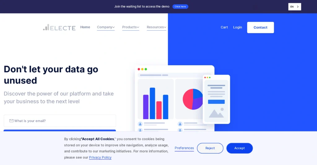 Electe interface showing homepage