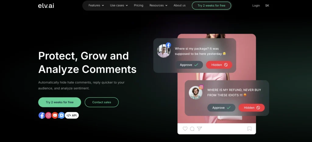Elv.ai interface showing homepage