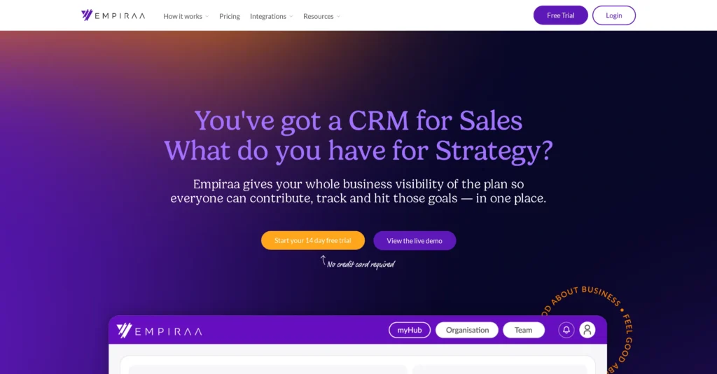 Empiraa interface showing homepage