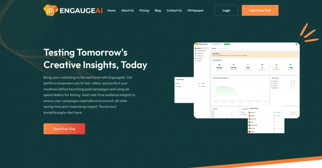 Engauge AI interface showing homepage