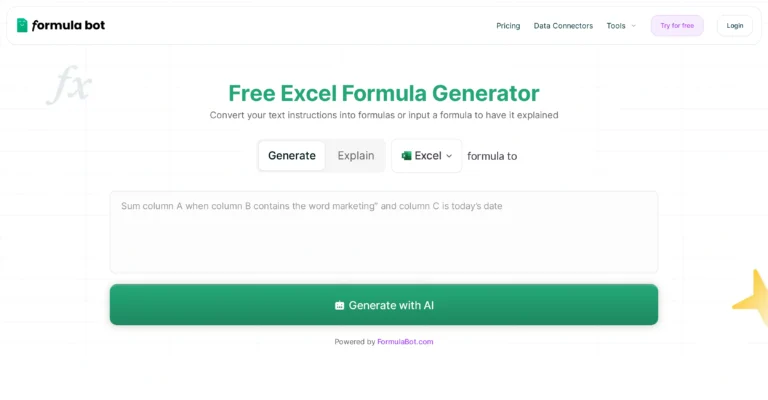 Free AI Excel Formula Generator