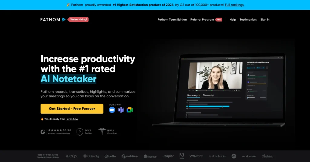 Fathom 2.0v2.5 interface showing homepage
