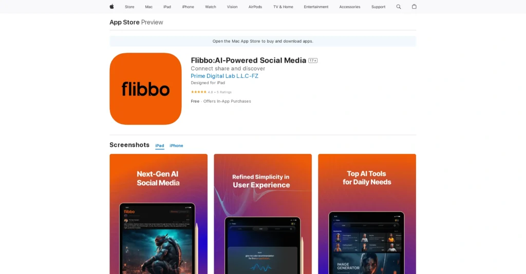 Flibbo interface showing homepage