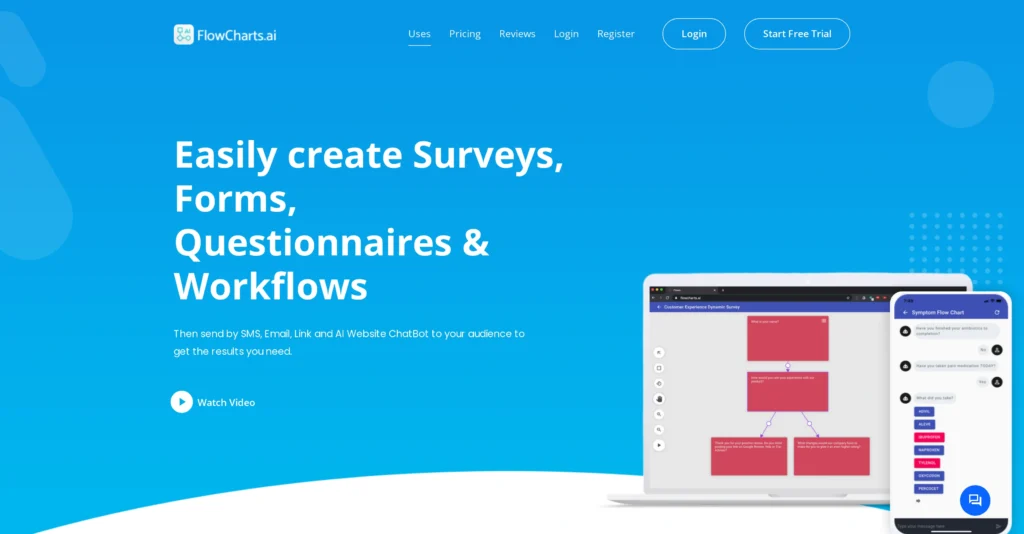 FlowCharts.ai interface showing homepage