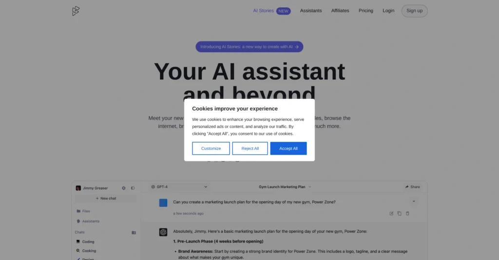 Forefront interface showing homepage