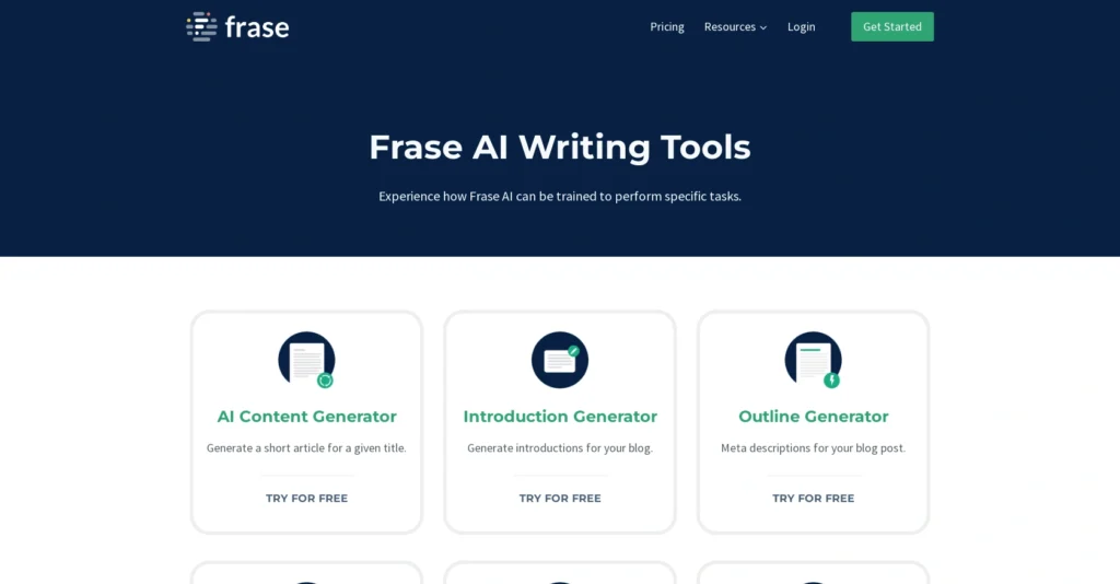 Frase.io interface showing homepage