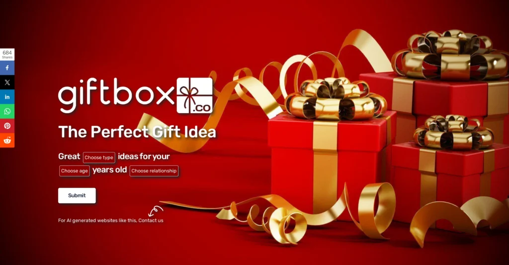 Gift Box interface showing homepage