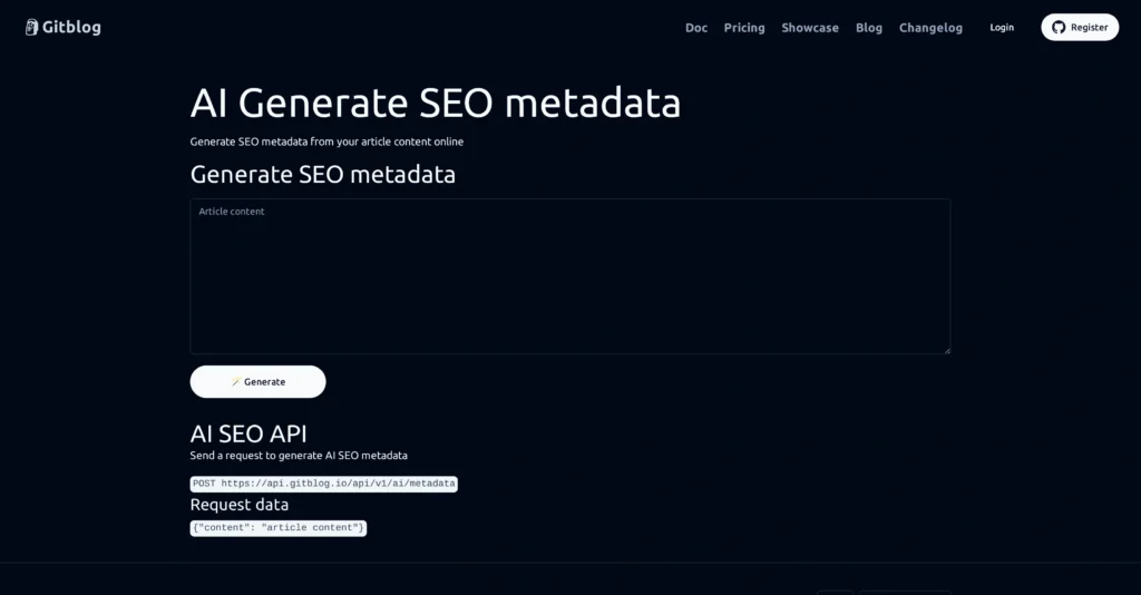 GitBlog interface showing homepage