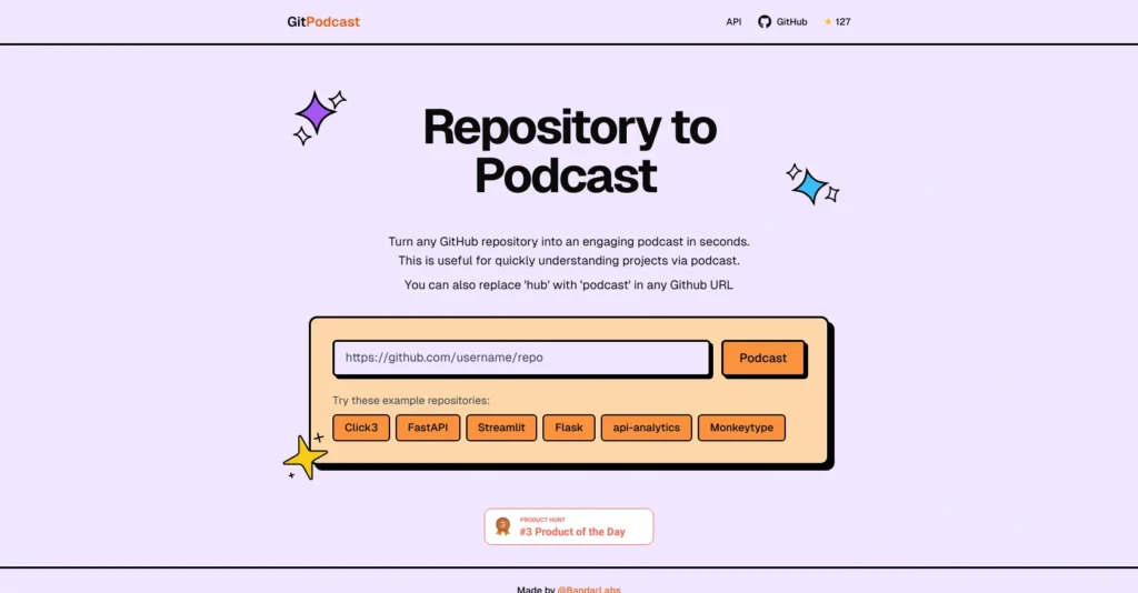 GitPodcastv2.0 interface showing homepage